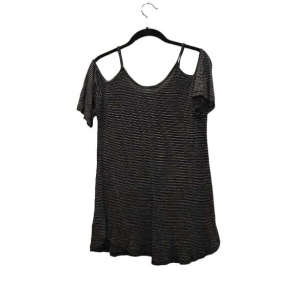Maurice's Black and white stripe cold shoulder flowy blouse - Picture 1 of 6